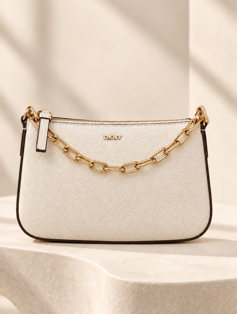 NWT DKNY Bryant Park Demi Crossbody Bag Ivory Gold Chain